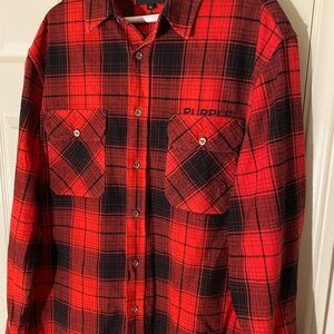 New Men’s Purple Brand 100% cotton flannel work shirt